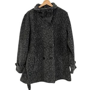 Ike Behar Women’s Large Double Breasted Plush Belted Jacket Coat